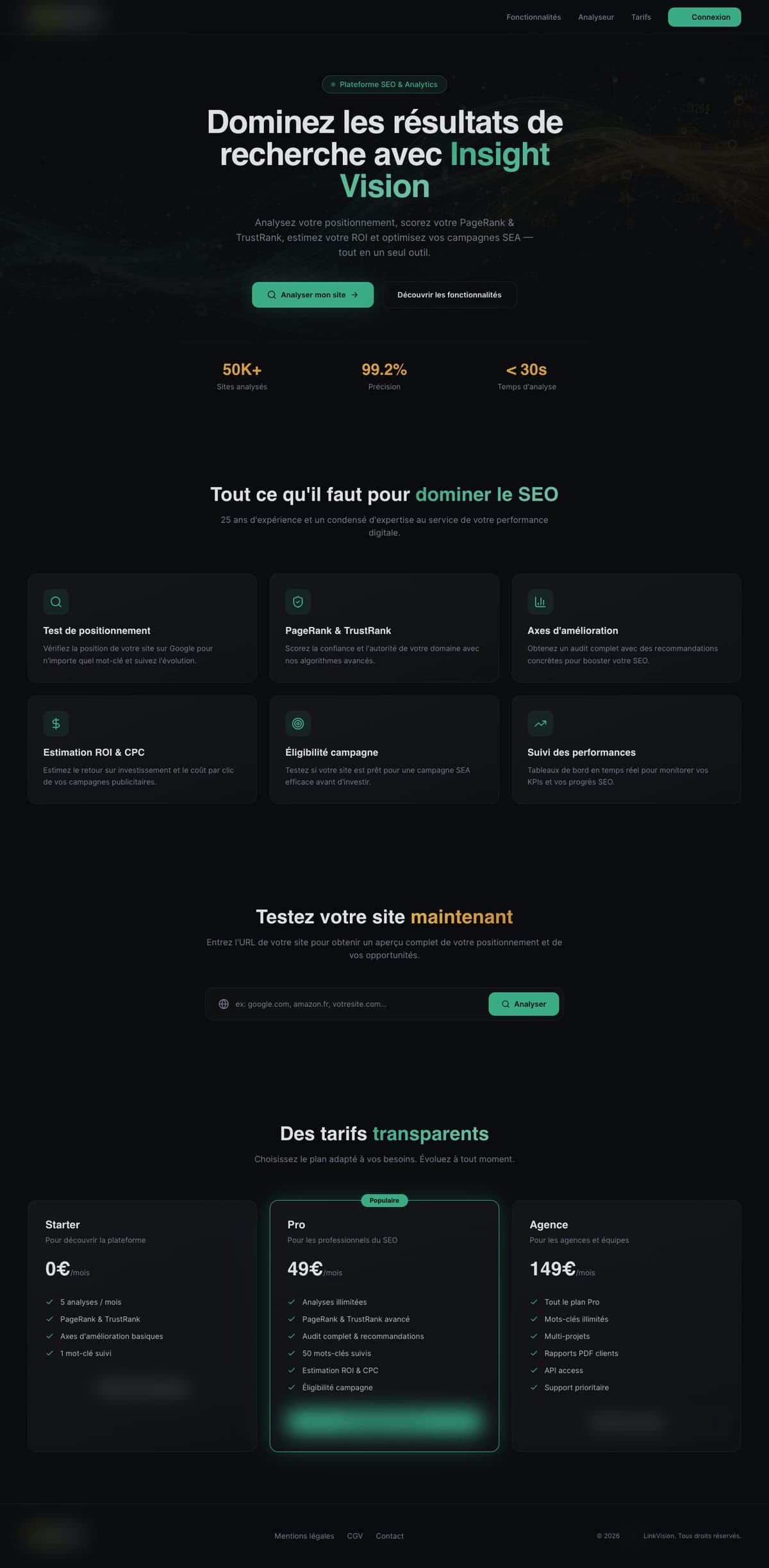 Site réalisé pour : plateforme seo & analytics